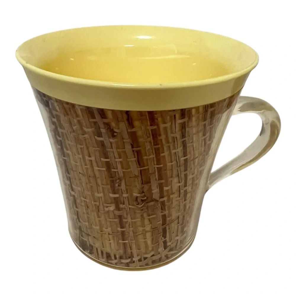 Vintage Melmac Burlap Insulated Mugs Raffia Ware Lightweight Coffee Mugs